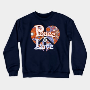 Retro Peace and Love Vintage Heart Crewneck Sweatshirt